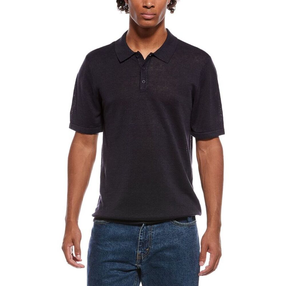 Onia Mens  Linen Polo Sweater, Navy